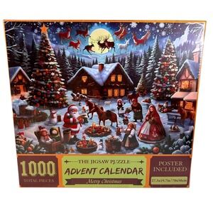 Advent Calendar 1000 Piece Jigsaw Puzzle Christmas Holiday Poster Included NEW
